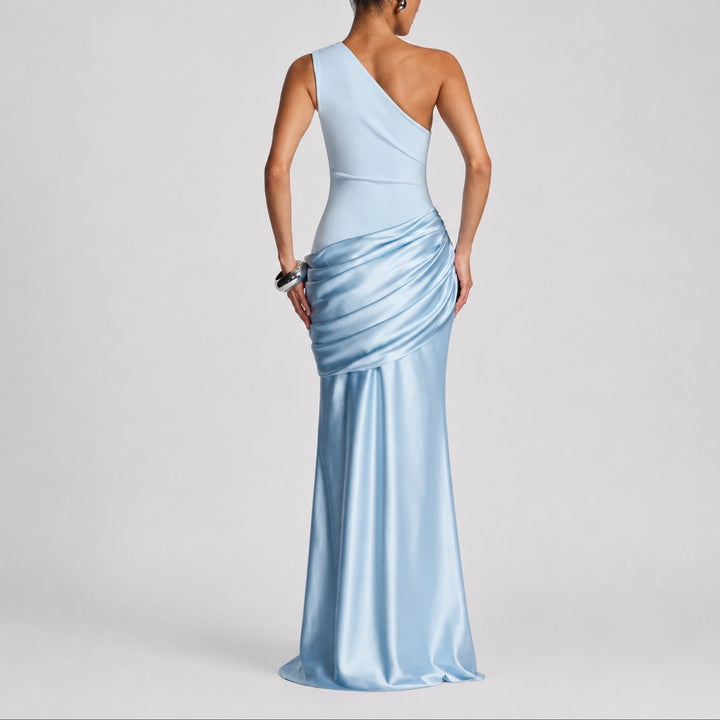 One Shoulder Satin Maxi Gown