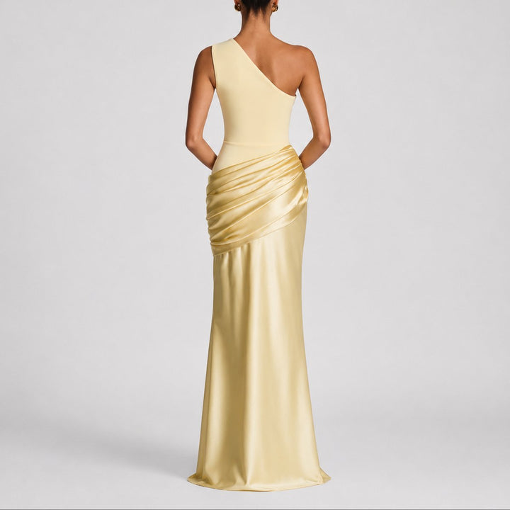 One Shoulder Satin Maxi Gown