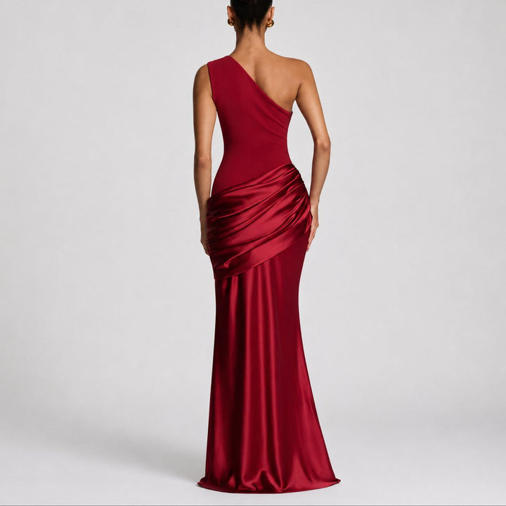 One Shoulder Satin Maxi Gown