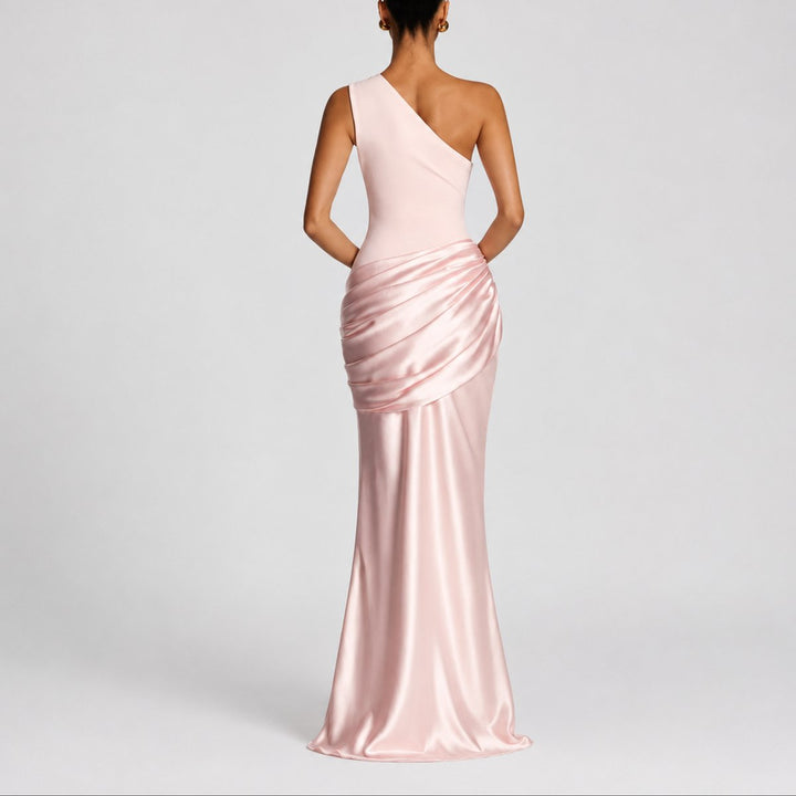 One Shoulder Satin Maxi Gown