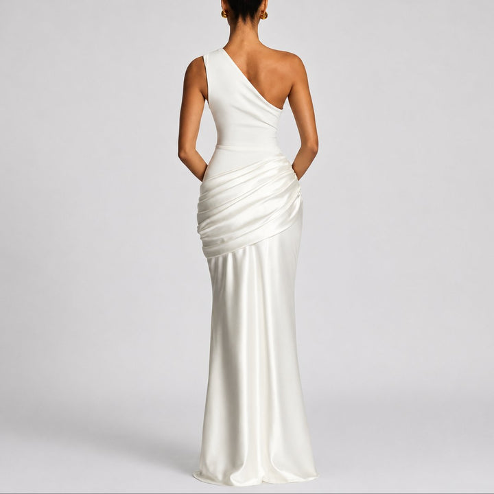 One Shoulder Satin Maxi Gown
