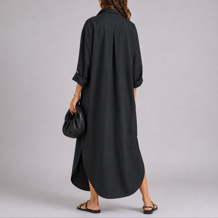 Oversized Linen Shirt Maxi Dress