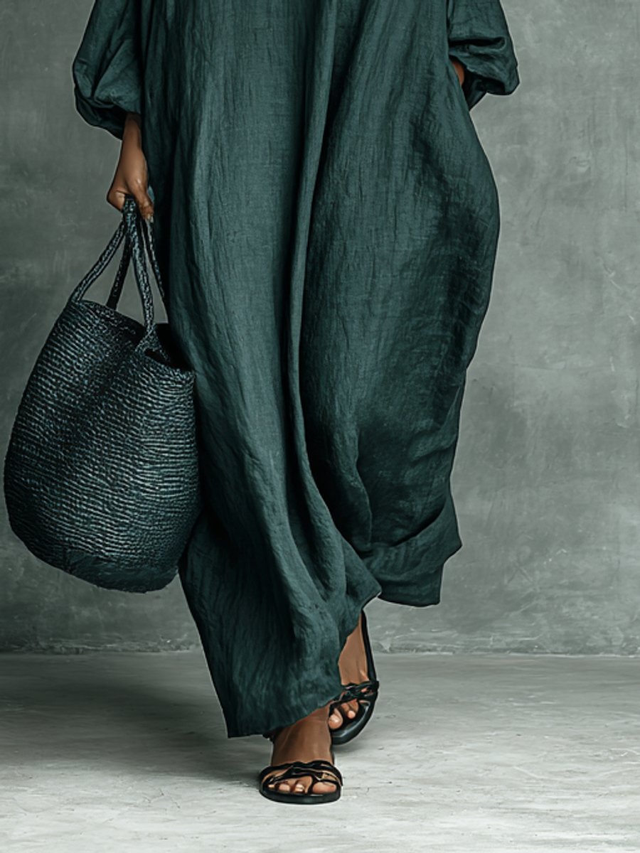 Floral Embroidered Mock-Neck Maxi Dress
