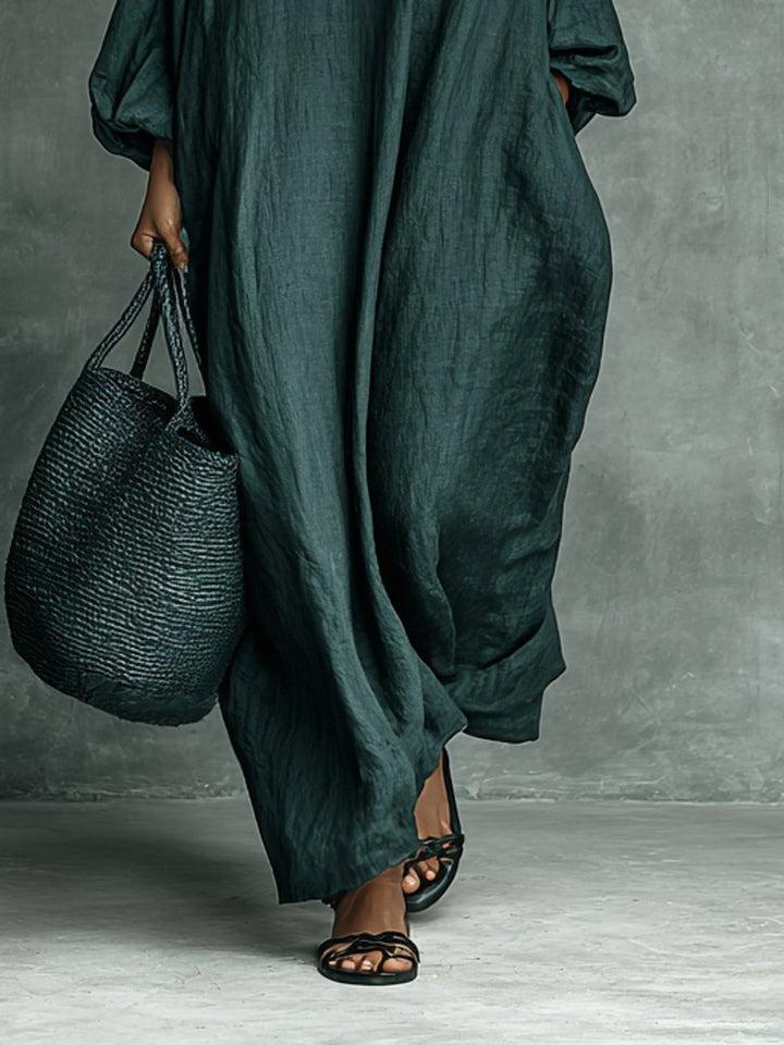 Floral Embroidered Mock-Neck Maxi Dress