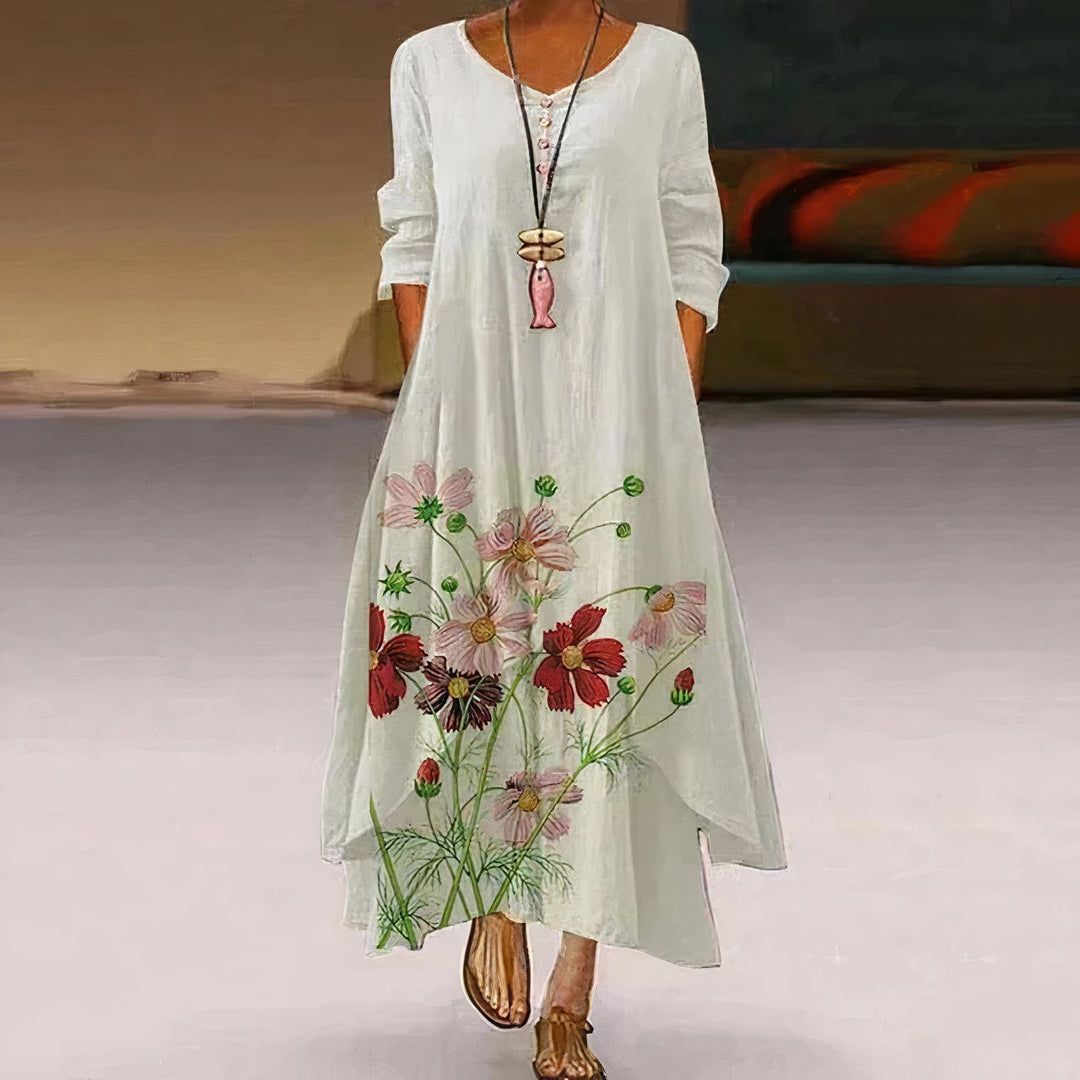 Floral Print A-Line Maxi Dress