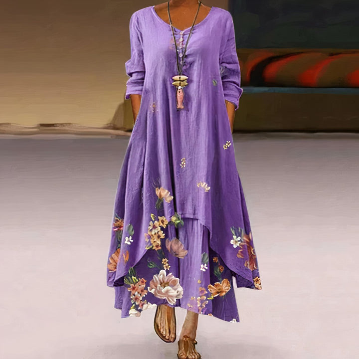 Floral Print A-Line Maxi Dress