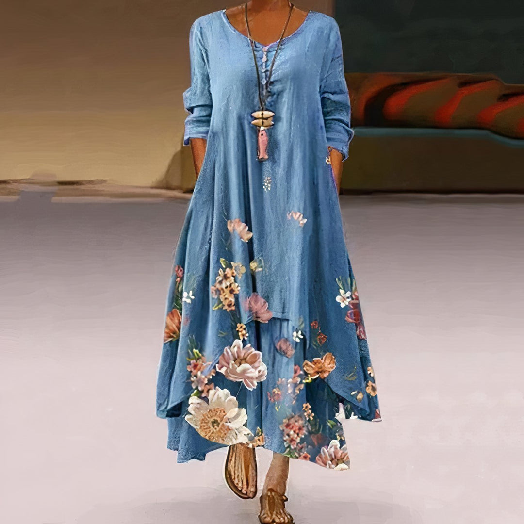 Floral Print A-Line Maxi Dress