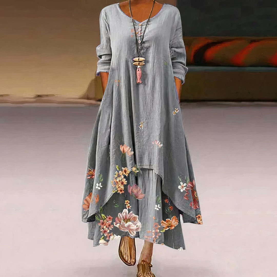 Floral Print A-Line Maxi Dress