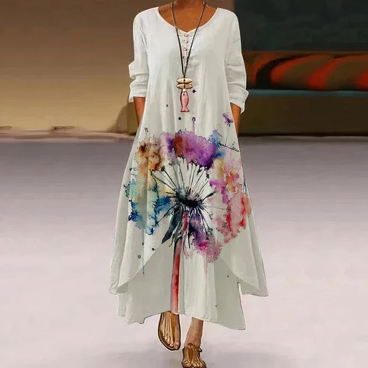 Floral Print A-Line Maxi Dress
