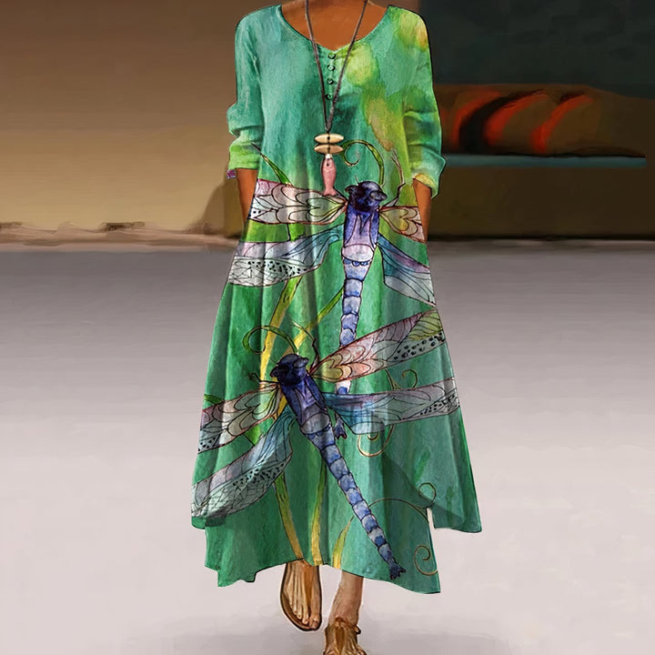 Floral Print A-Line Maxi Dress
