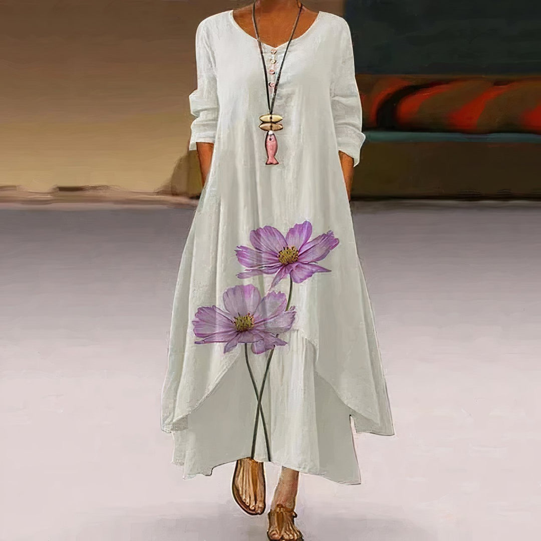 Floral Print A-Line Maxi Dress