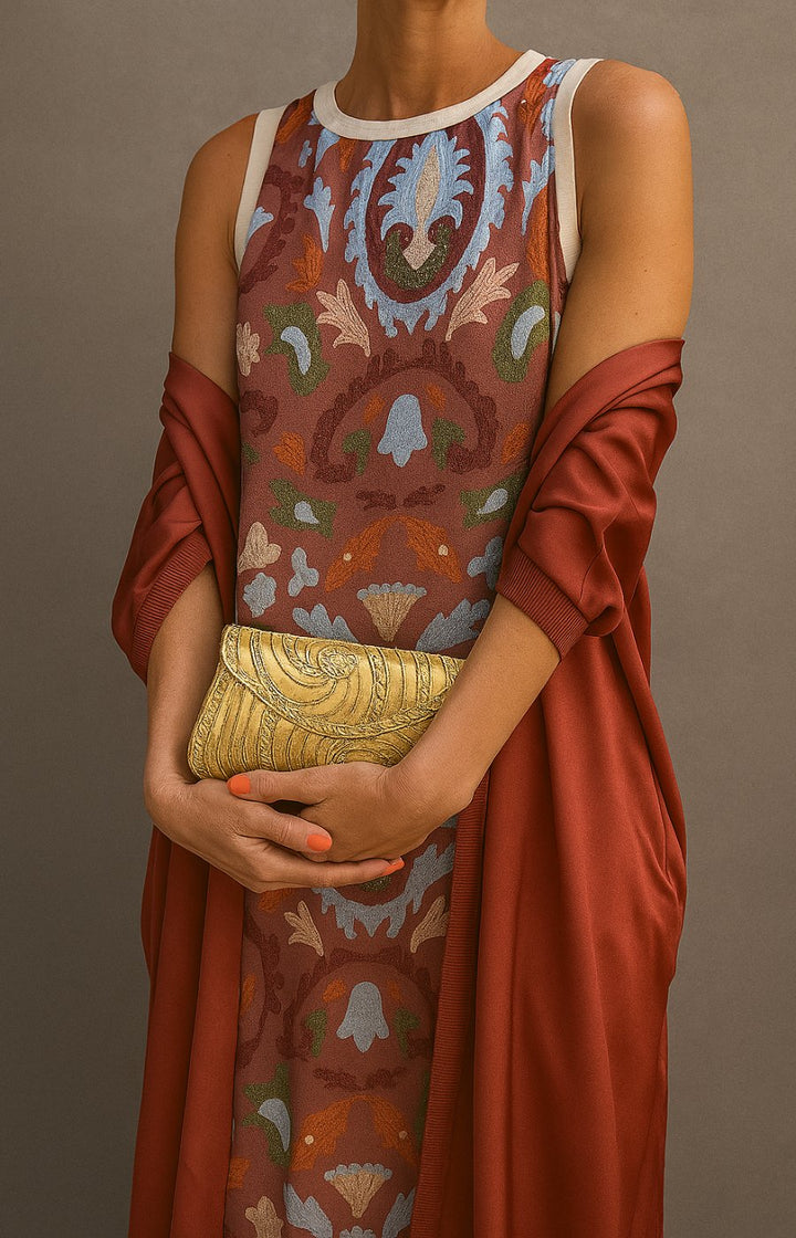 Floral Sleeveless Maxi Dress and Shawl Set