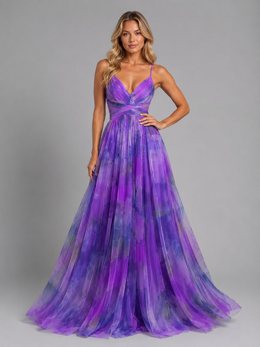Floral V-Neck Chiffon Maxi Dress