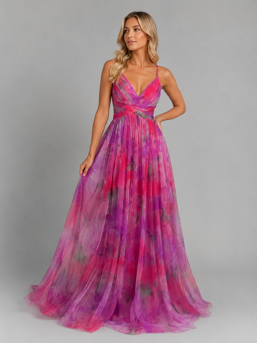 Floral V-Neck Chiffon Maxi Dress