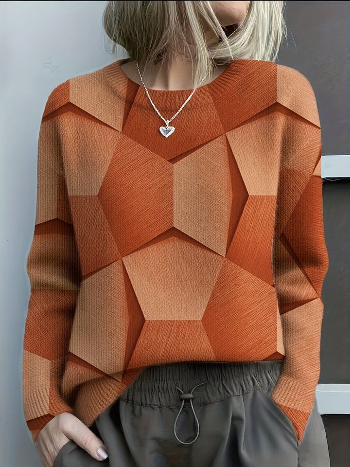 Geometric Print Long Sleeve Knit Jumper