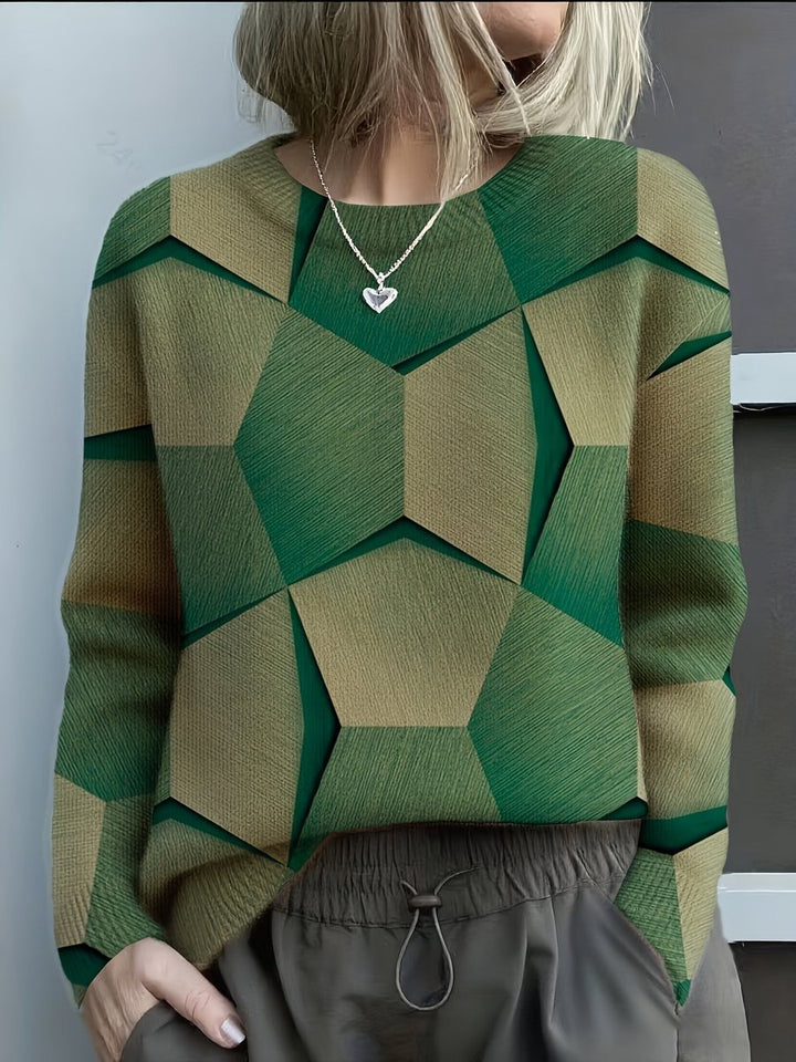 Geometric Print Long Sleeve Knit Jumper