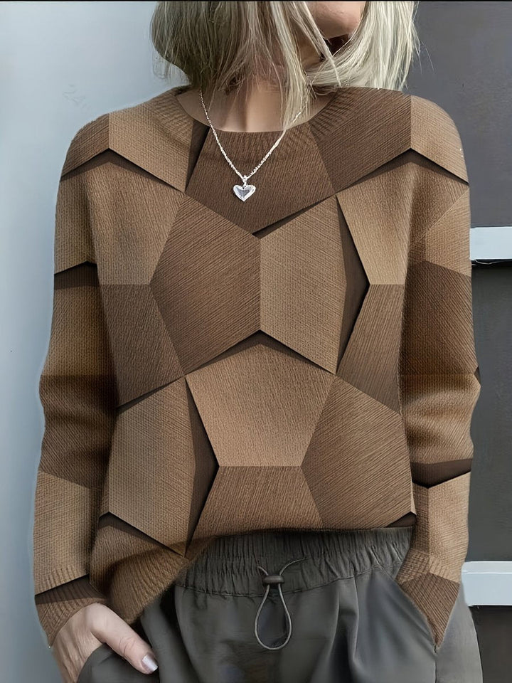 Geometric Print Long Sleeve Knit Jumper