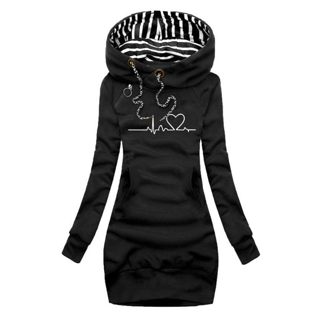 Heartbeat Graphic Hooded Jumper Dress