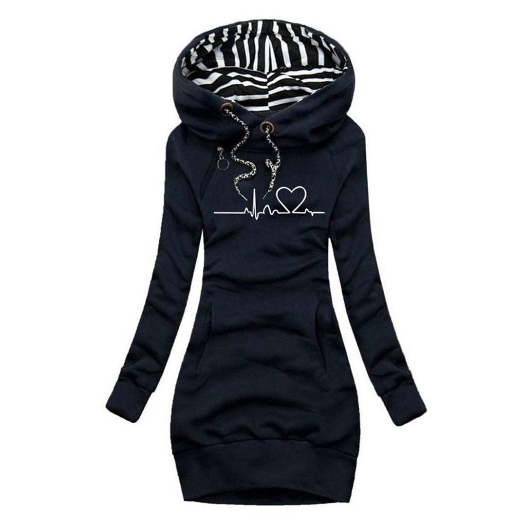 Heartbeat Graphic Hooded Jumper Dress