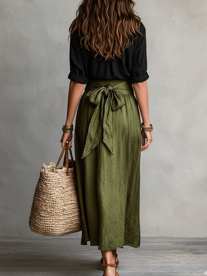 High-Waisted Button-Up Two-Piece Set