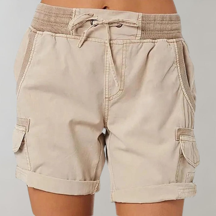 High-Waisted Cargo Shorts with Drawstring