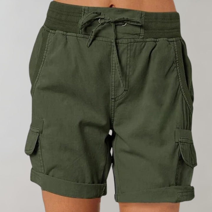 High-Waisted Cargo Shorts with Drawstring