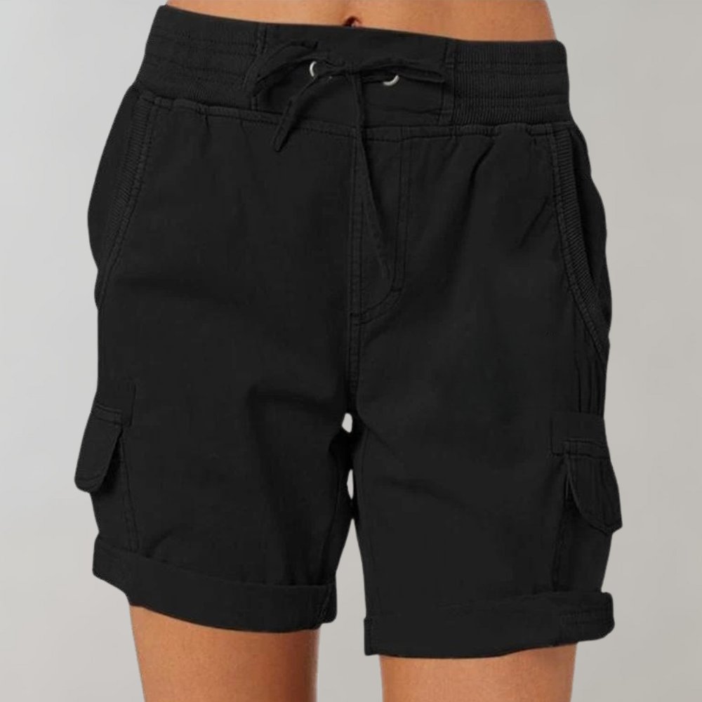 High-Waisted Cargo Shorts with Drawstring