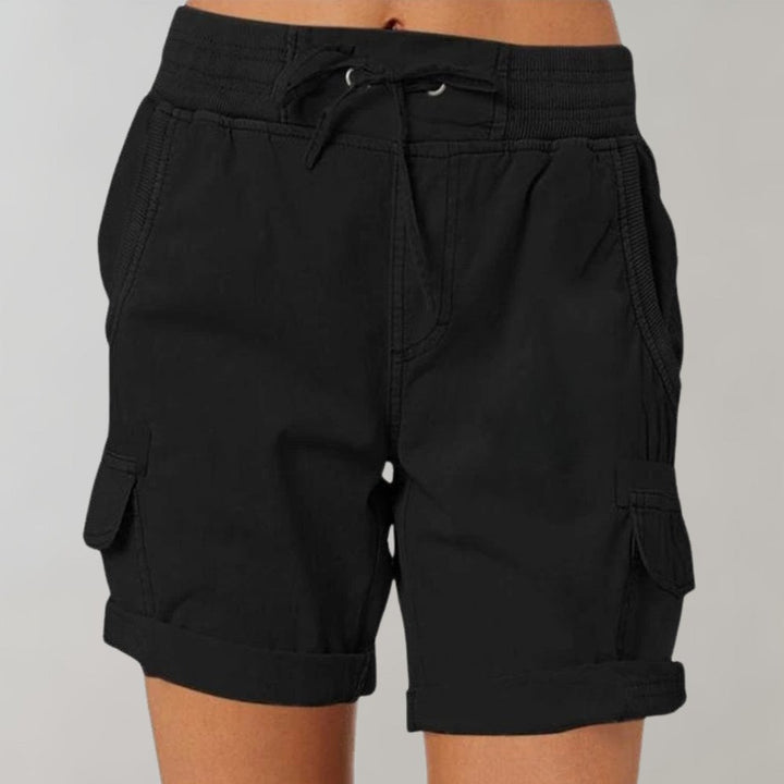High-Waisted Cargo Shorts with Drawstring