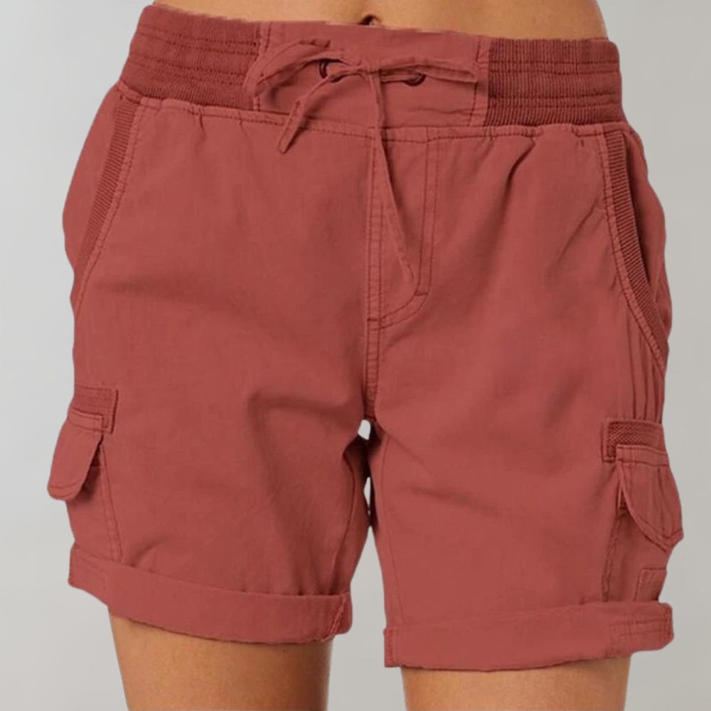 High-Waisted Cargo Shorts with Drawstring