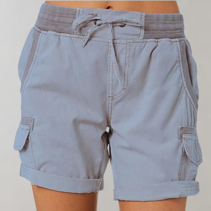 High-Waisted Cargo Shorts with Drawstring