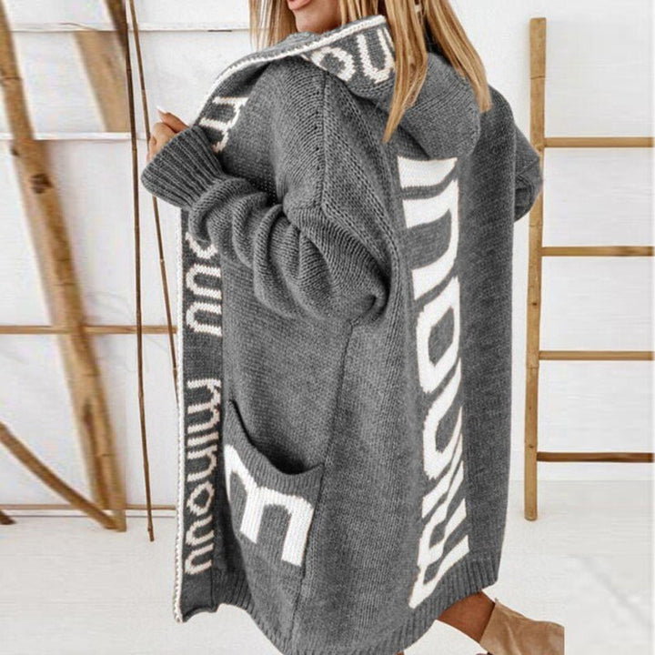 Hooded Knit Open-Front Cardigan