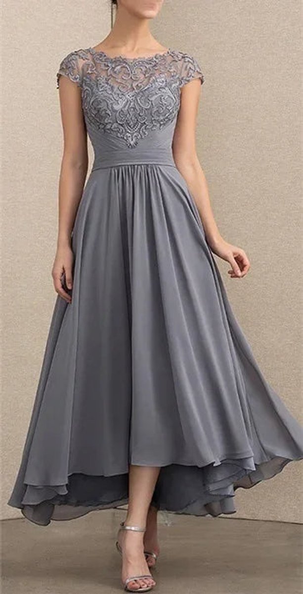 Lace Chiffon A-Line Maxi Dress