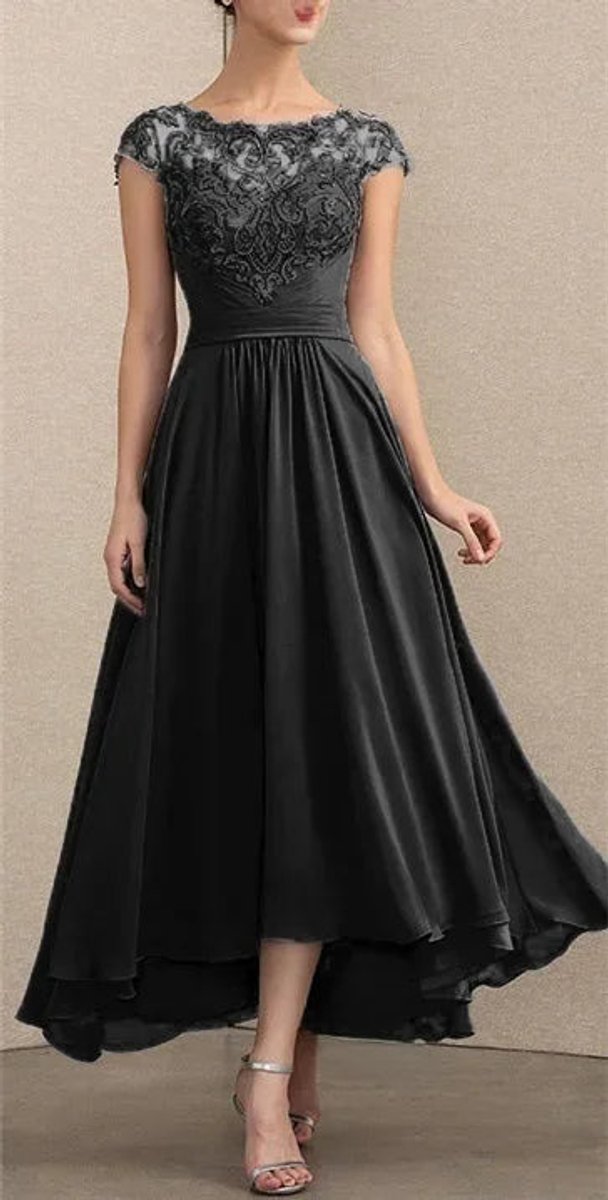 Lace Chiffon A-Line Maxi Dress