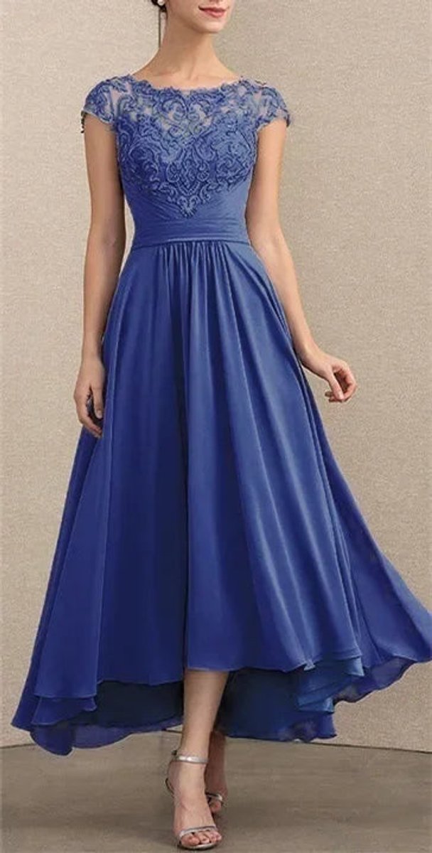 Lace Chiffon A-Line Maxi Dress