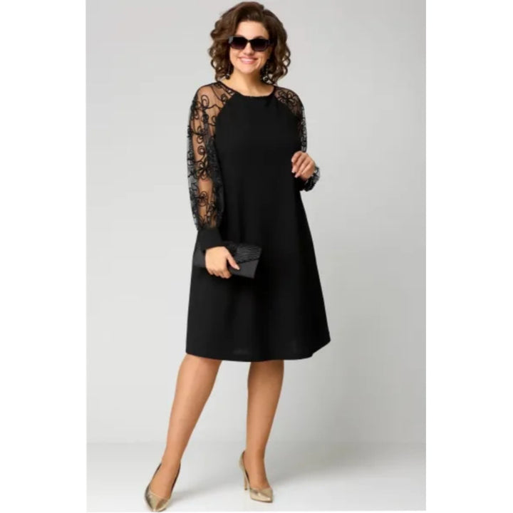 Lace Sleeve A-Line Midi Dress