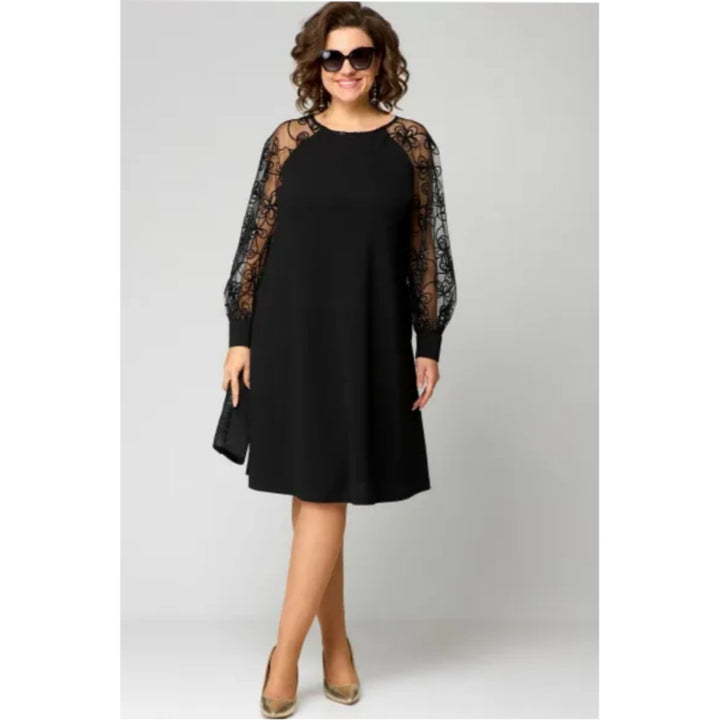 Lace Sleeve A-Line Midi Dress