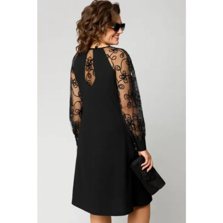 Lace Sleeve A-Line Midi Dress