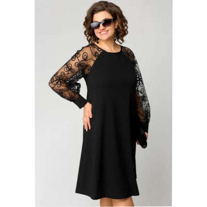 Lace Sleeve A-Line Midi Dress
