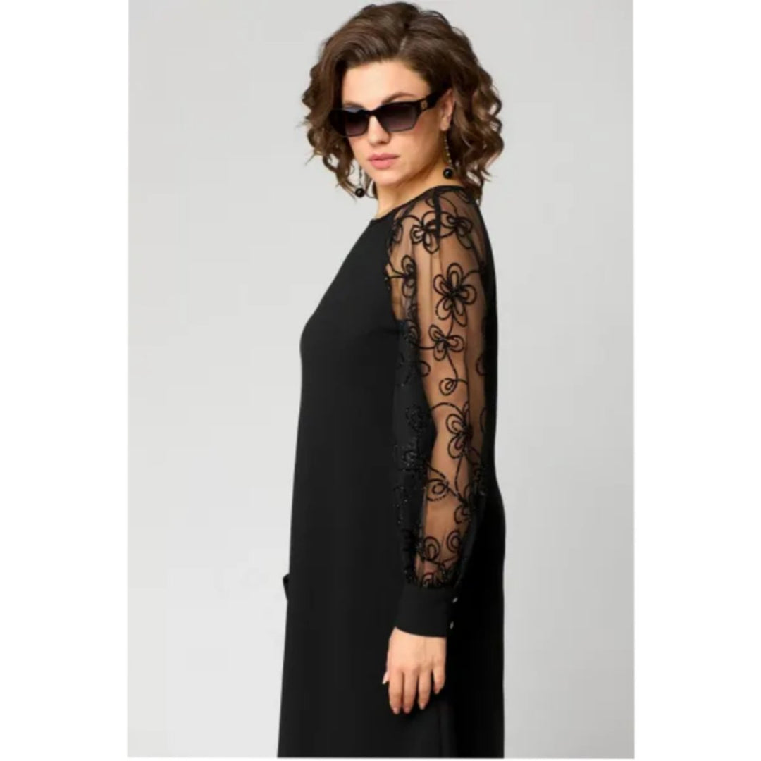 Lace Sleeve A-Line Midi Dress