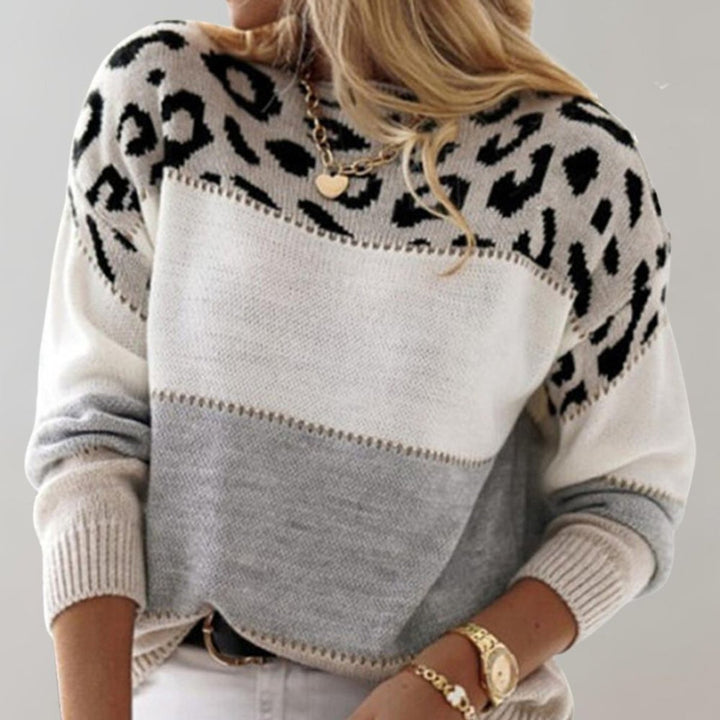 Leopard Print Colour Block Knit Jumper