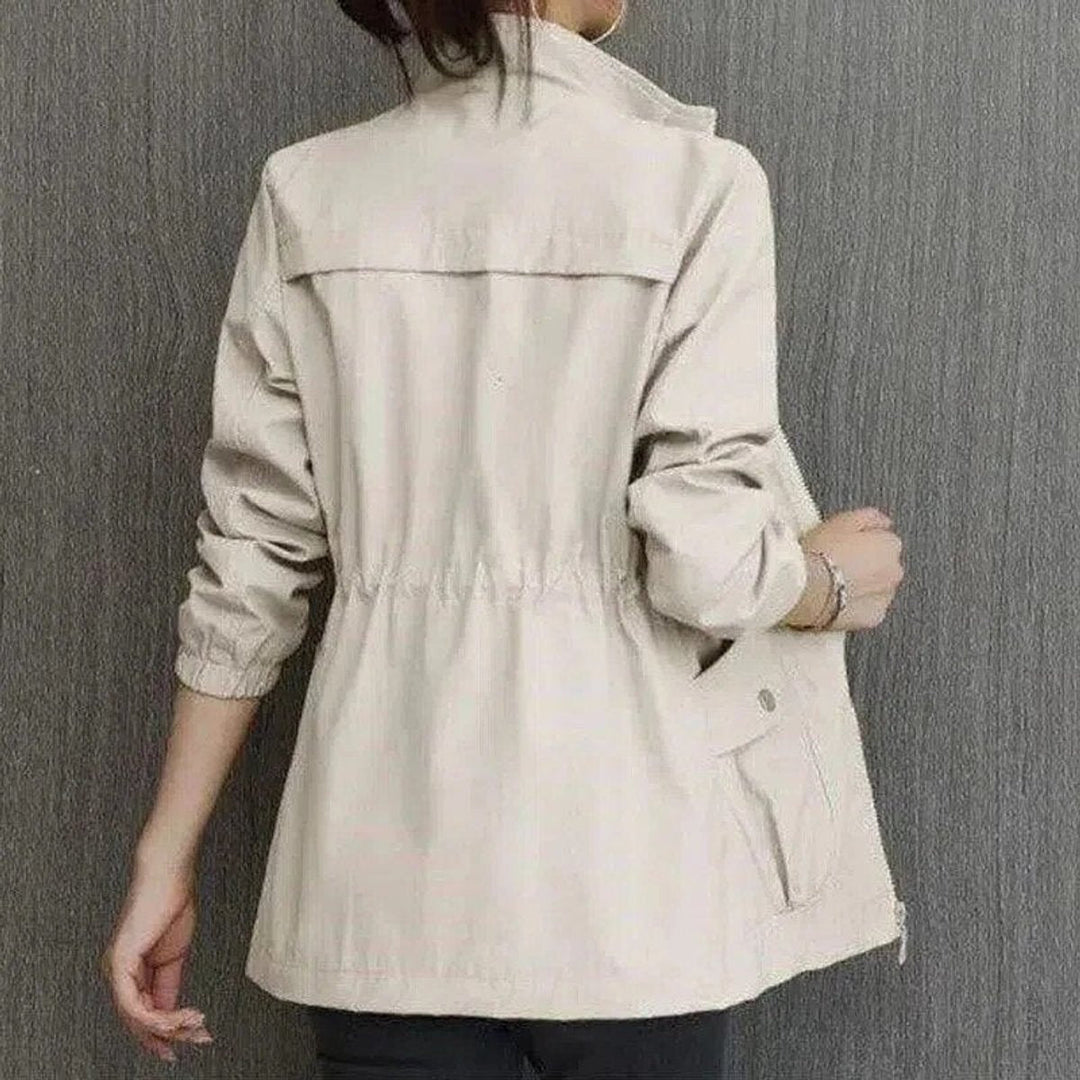 Lightweight Zip-Up Drawstring Bomber Jacket