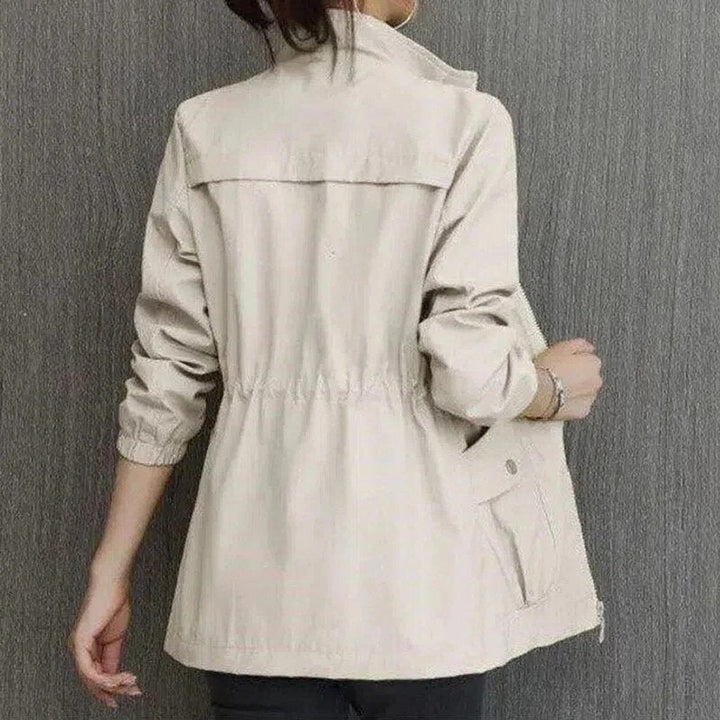 Lightweight Zip-Up Drawstring Bomber Jacket