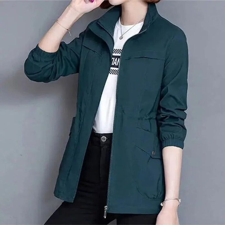 Lightweight Zip-Up Drawstring Bomber Jacket