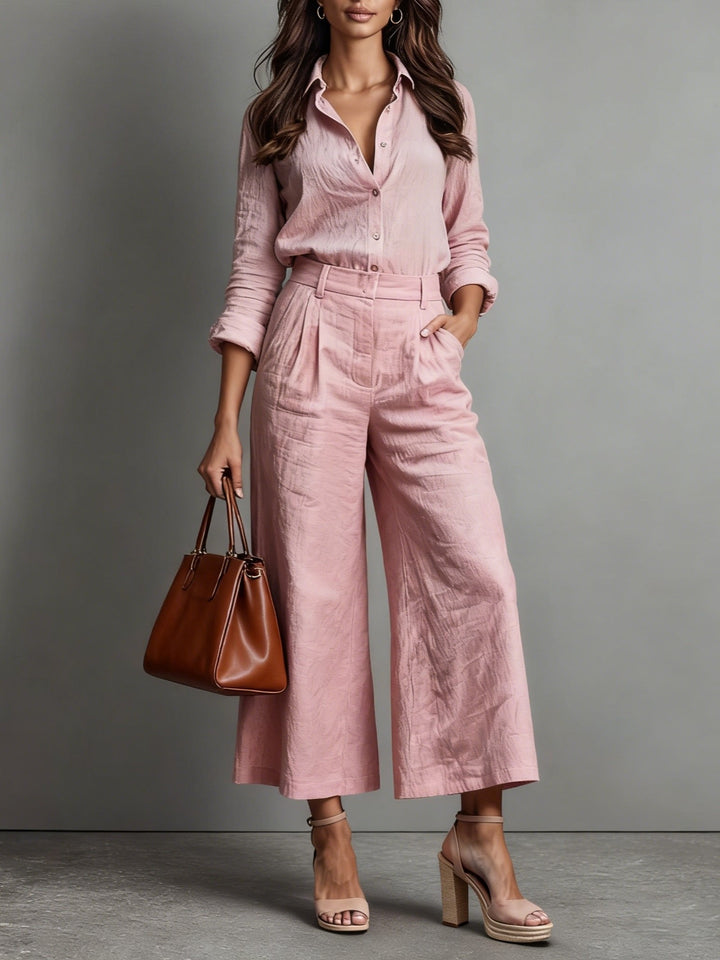 Linen High-Waist Wide-Leg Co-ord Set