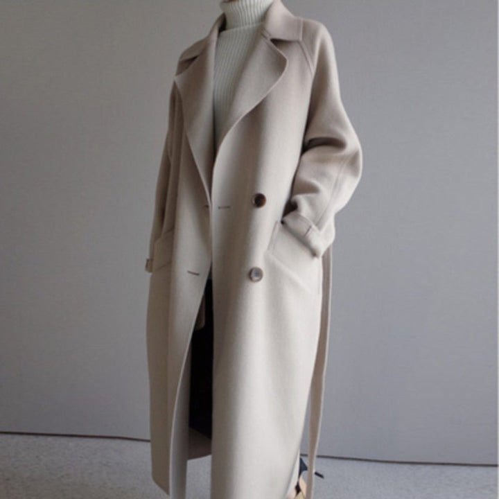 Longline Double-Breasted Wool-Blend Trench Coat