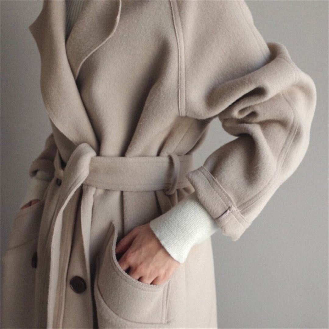 Longline Double-Breasted Wool-Blend Trench Coat