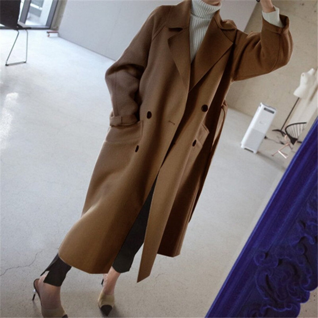 Longline Double-Breasted Wool-Blend Trench Coat