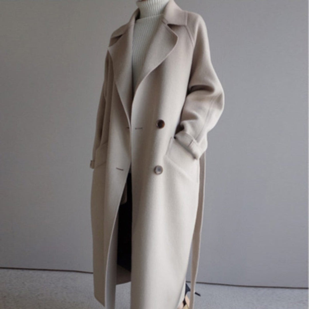 Longline Double-Breasted Wool-Blend Trench Coat