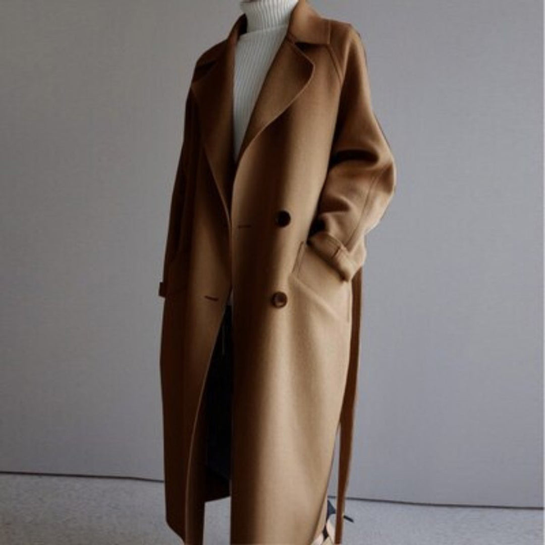 Longline Double-Breasted Wool-Blend Trench Coat