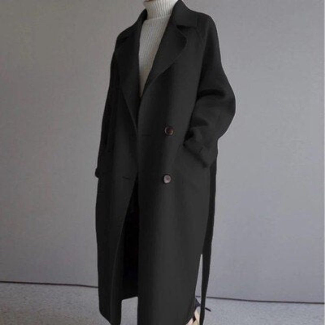Longline Double-Breasted Wool-Blend Trench Coat